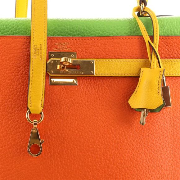 Hermes Kelly Handbag Tricolor Clemence with Gold Hardware 32 Multicolor - Picture 7 of 10